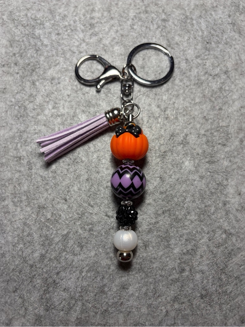 Spooky Halloween Beaded Keychain with Tassel